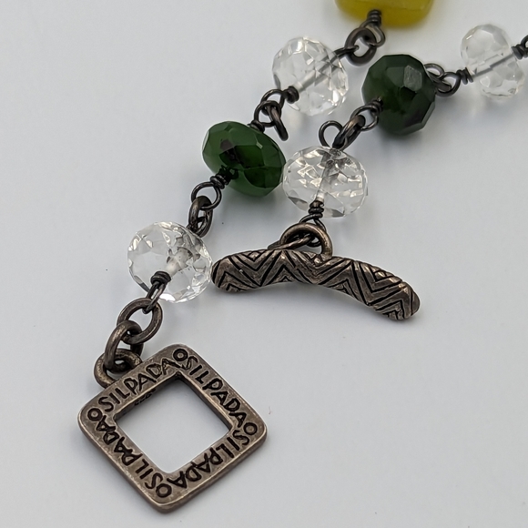 35" Long Necklace Silpada Sterling Silver Olive Green Nephrite Crystal Retired - Picture 6 of 9